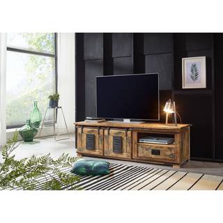 TV-Lowboard Hayes II Mango massiv / Eisen - Mango / Schwarz