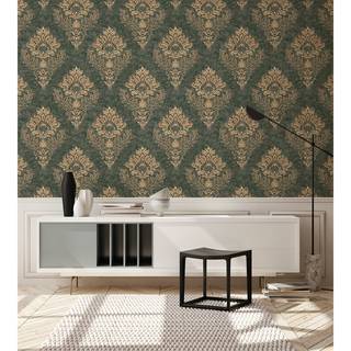 Fotomurale Alena Barock Ornament Tessuto non tessuto - Verde/Color oro