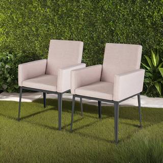 Gartenpolsterstuhl Olaine 2er-Set Braun - Schwarz - Grau - Metall - Textil - 58 x 90 x 60 cm