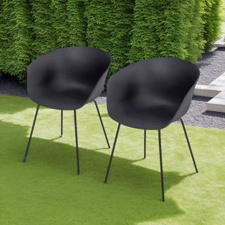 Tuinstoel VEDENE set van 2 polyetheen/staal - Zwart
