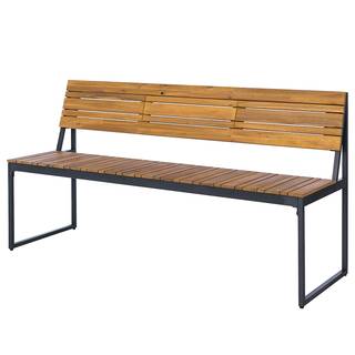 Gartenbank Telawi aus Akazienholz Braun - Schwarz - Metall - Massivholz - 150 x 83 x 50 cm