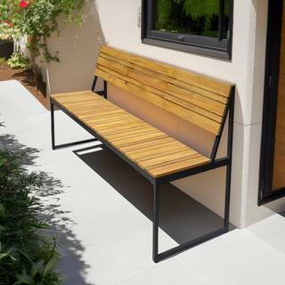 Gartenbank Telawi aus Akazienholz Braun - Schwarz - Metall - Massivholz - 150 x 83 x 50 cm