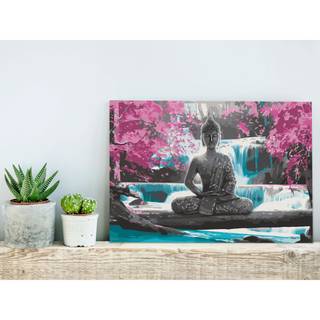 Quadro da colorare Buddha and Waterfall MDF / Tela - Multicolore
