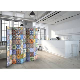 Paravento Colorful Mosaic Tessuto non tessuto su legno massello - Multicolore