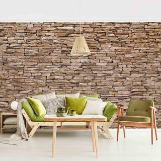 Vliestapete Crete Stonewall Vliespapier - Braun - 432 x 290 cm