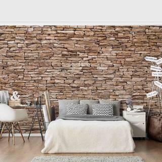 Vliestapete Crete Stonewall Vliespapier - Braun - 432 x 290 cm