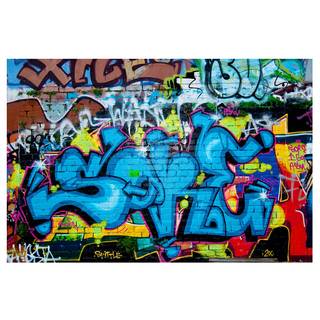 Vliesbehang Colours of Graffiti vliespapier - blauw - 432 x 290 cm