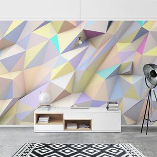 Fotomurale Triangoli in 3D Tessuto non tessuto - Multicolore - 432 x 290 cm