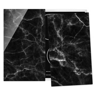 Fornuisafdekplaat Nero Carrara veiligheidsglas - zwart - 60 x 52 cm