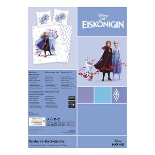 Bettwäsche Eiskönigin 2 I Blau / Weiß - 135 x 200 cm + Kissen 80 x 80 cm - Renforcé