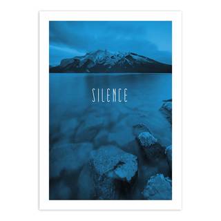 Wandbild Word Lake Silence Papier - Blau