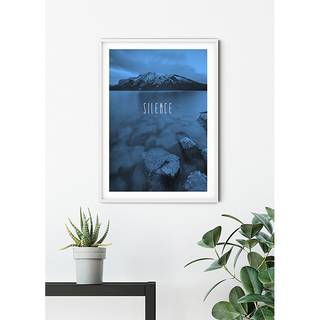 Wandbild Word Lake Silence Papier - Blau