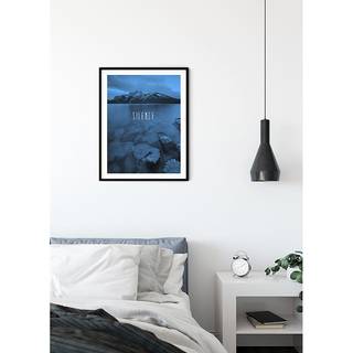 Wandbild Word Lake Silence Papier - Blau
