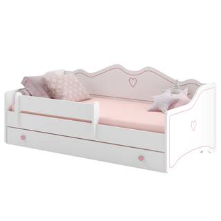Einzelbett Emma (inkl. Matratze) Weiß - Pink - Holzwerkstoff - Kunststoff - 164 x 85 x 70 cm