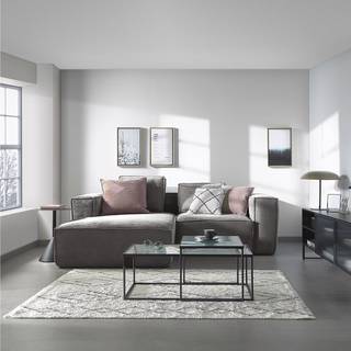 Hoekbank Mandal II ribfluweel - Corduroy Lole: Lichtgrijs - Longchair vooraanzicht links