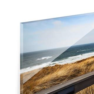 Glasbild Dünenweg an der Nordsee Mehrfarbig - 125 x 50 x 0,4 cm
