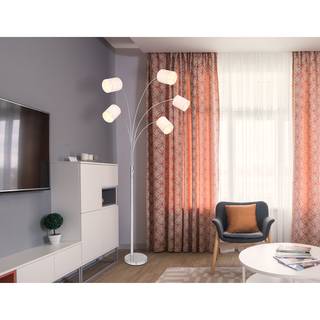 Staande lamp Ava IV Zilver - Beige - Metaal - Textiel - 84 x 204 x 130 cm