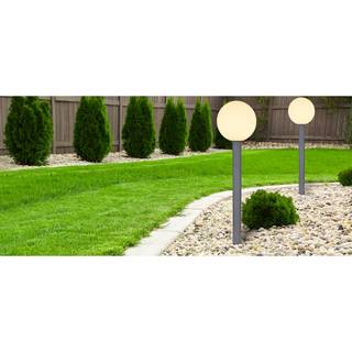 Padverlichting Ossy IV Grijs - Wit - Metaal - Glas - Hoogte: 100 cm