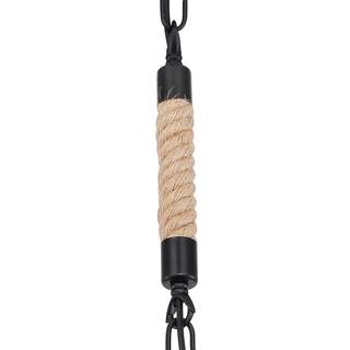 Hanglamp Halia I Zwart - Beige - Metaal - Natuurvezel - Hoogte: 150 cm