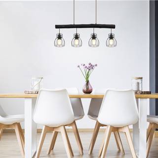 Hanglamp Mina IV Zwart - Metaal - Massief hout - 83 x 140 x 14 cm