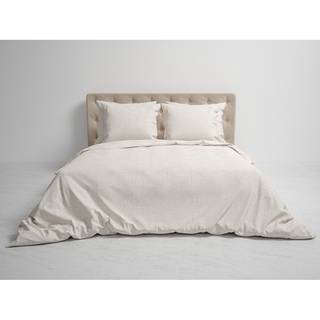 Bettwäsche Franela Flanell - Hellbeige - 140 x 200/220 cm + Kissen 70 x 60 cm