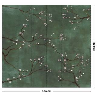 Fotomurale Chinese Blossom Verde - 3m  x 2,8m  x 0,02m - Verde