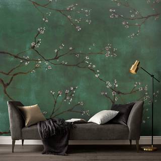 Fotomurale Chinese Blossom Verde - 3m  x 2,8m  x 0,02m - Verde
