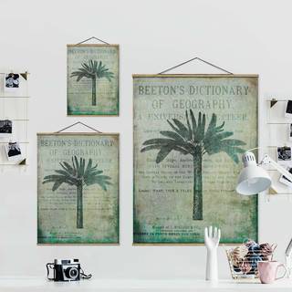 Quadro di tessuto  Palme collage vintage Tessuto. Legno massello - Verde - 100cm x 133,5cm x 0,3cm - 100 x 134 cm