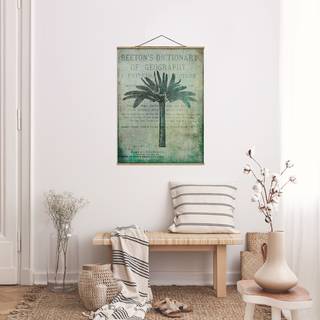 Quadro di tessuto  Palme collage vintage Tessuto. Legno massello - Verde - 80cm x 106,5cm x 0,3cm - 80 x 107 cm
