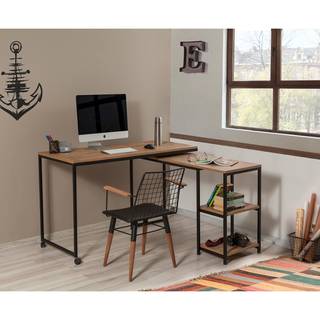 Schreibtisch Lissie (schwenkbar) Kiefer Dekor / Schwarz