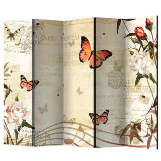 Paravento Melodies of Butterflies Tessuto non tessuto su legno massello  - Multicolore - 5 pannelli