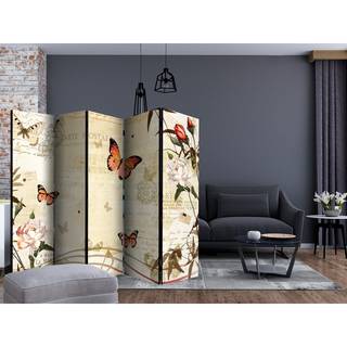 Paravento Melodies of Butterflies Tessuto non tessuto su legno massello  - Multicolore - 5 pannelli