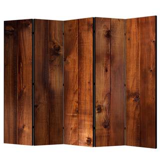 Kamerscherm Pine Board vlies op massief hout  - bruin - 5-delig