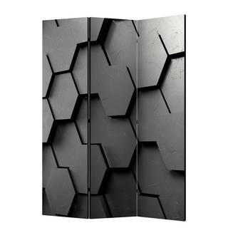 Paravento Black Gate Tessuto non tessuto su legno massello  - Grigio - 3 pannelli