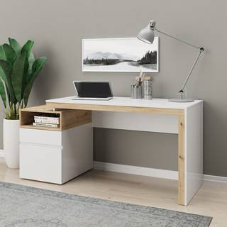 Bureau Sirka wit/knoestige eikenhouten look