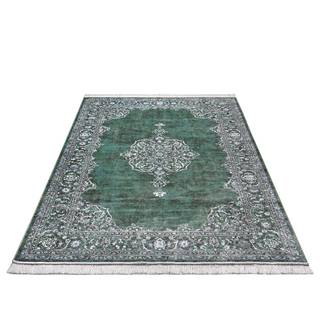 Kurzflorteppich Vintage Medaillion Viskose / Baumwolle - Grün - 95 x 140 cm