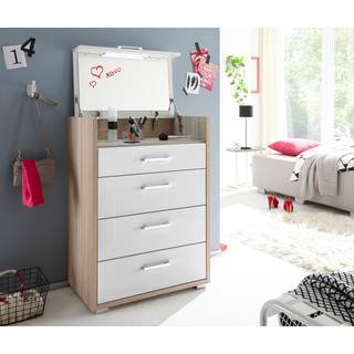 Toeletta Crofton Bianco - Materiale a base lignea - Vetro - 65 x 90 x 40 cm