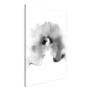 Quadro Blurred Thoughts Materiali a base di legno e lino - Nero-Bianco