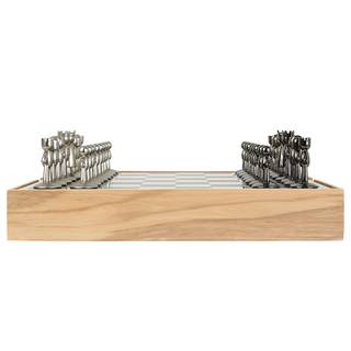 Schach-Set Natural Zinn / Eisen - Natura - 35,255cm x 5,715cm x 35,56cm