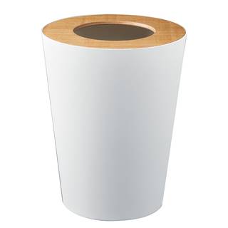 Papierkorb Rin II Stahl / Esche - Fassungsvermögen: 7 L - Weiß