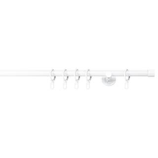 Gardinenstange auf Maß Kappe 1-läufig Aluminium - Weiß - Breite: 120 cm