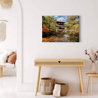 Impression sur toile Japanese Temple Polyester PVC / Épicéa - Vert / Marron