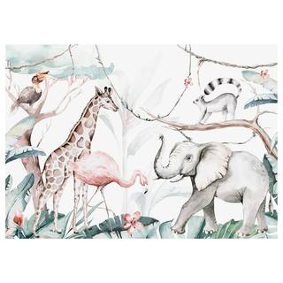 Leinwandbild Animals Jungle Polyester PVC / Fichtenholz - Braun / Beige