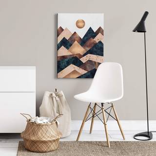 Impression sur toile Berge Autumn Day Polyester PVC / Épicéa - Bleu  / Marron