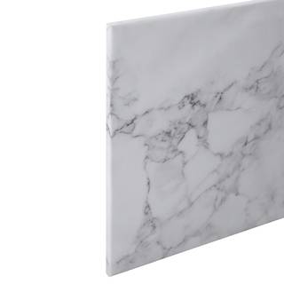 Leinwandbild White Marble Polyester PVC / Fichtenholz - Weiß / Grau