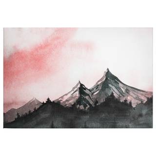 Leinwandbild Berge Mountain Paint Polyester PVC / Fichtenholz - Rot