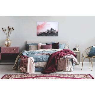 Leinwandbild Berge Mountain Paint Polyester PVC / Fichtenholz - Rot