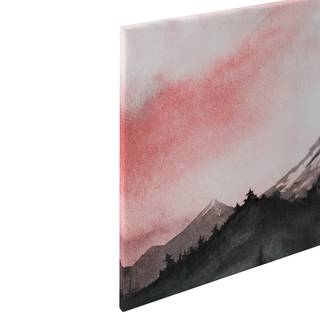 Leinwandbild Berge Mountain Paint Polyester PVC / Fichtenholz - Rot