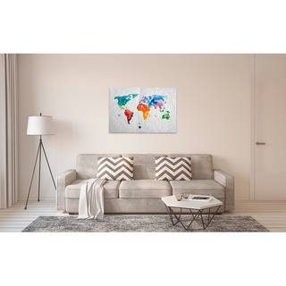 Afbeelding Map Colourful World polyester PVC/sparrenhout - meerdere kleuren/blauw