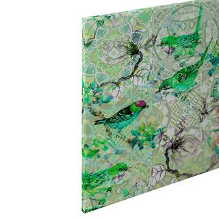 Afbeelding Mosaic Birds polyester PVC/sparrenhout - Groen